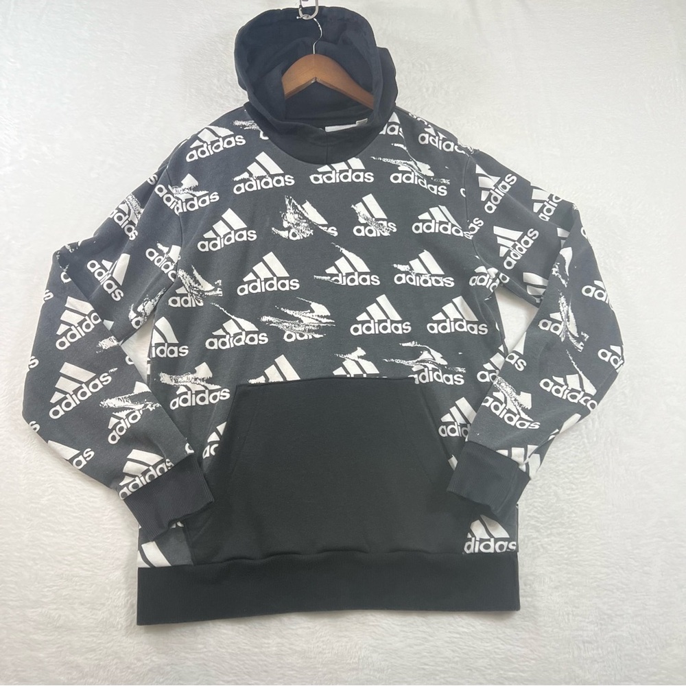 Adidas Men's Black Graphic Hoodie size Medium